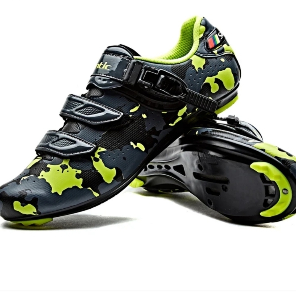 New! Santic Davee cycling bike road shoes camo green black exercise Activewear